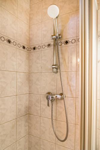 a shower with a shower head in a bathroom at Urbangut in Sankt Michael im Lungau