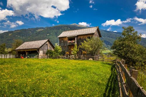 an old barn in a field of green grass at Urbangut in Sankt Michael im Lungau