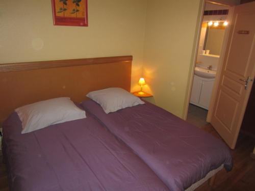 エクスレバンにあるAstay Residence 31のベッドルーム1室(紫色のベッド1台、枕2つ付)