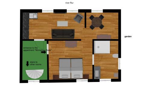 a floor plan of a small apartment at Haus Stehlings in Monschau