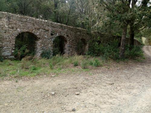 an old brick wall with three openings in it at Agriturismo Bocci in Castiglione della Pescaia
