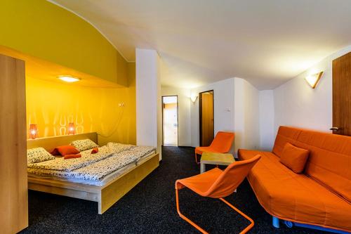 Postel nebo postele na pokoji v ubytování Hostel Příběh