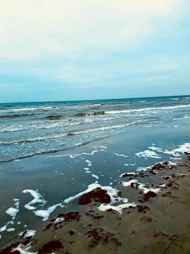 a beach with the ocean and the waves at Ferienhotel Alter Bahnhof garni in Prerow
