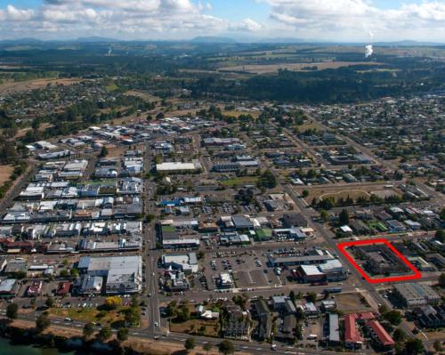 an aerial view of a city at ASURE PRINCE motor lodge in Taupo