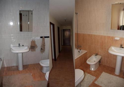 La salle de bains est pourvue de 2 lavabos, de toilettes et d'une baignoire. dans l'établissement Alta Entinas, à Almerimar