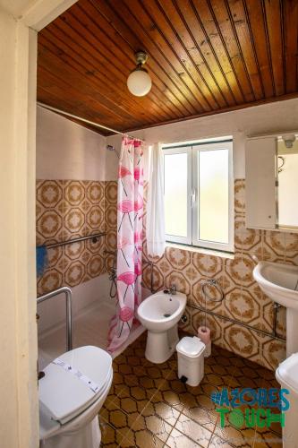 a bathroom with a toilet and a sink at Quinta de Sao Carlos in Angra do Heroísmo