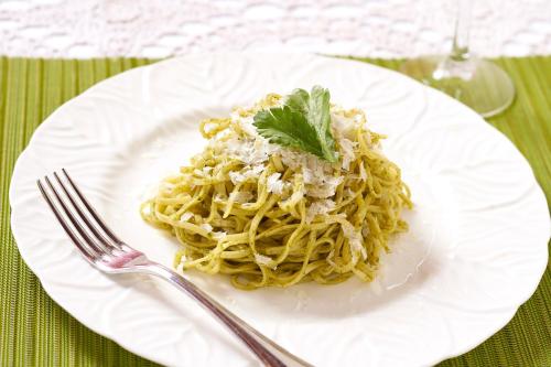 a plate of pasta on a table with a fork at Hotobil B&B 潤 An inn that enjoys breakfast in Nara
