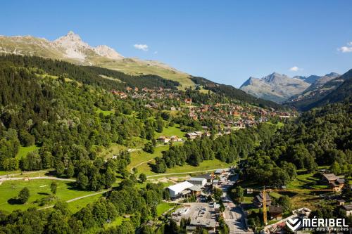an aerial view of a village in the mountains at Hotel La Chaudanne in Méribel