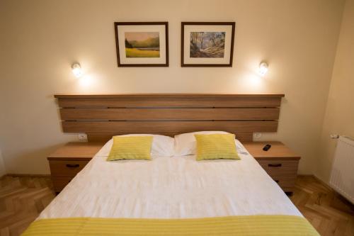 Un pat sau paturi într-o cameră la Vila Nicopole Art & Wine