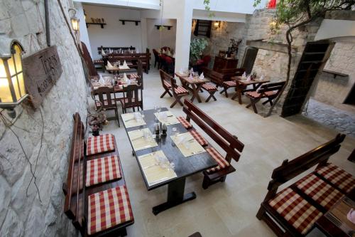 an overhead view of a restaurant with a table and chairs at Heritage Hotel Tragos in Trogir