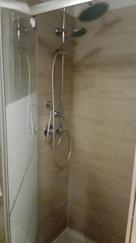 a shower with a shower head in a bathroom at Villa Longo de Bellis in Bari