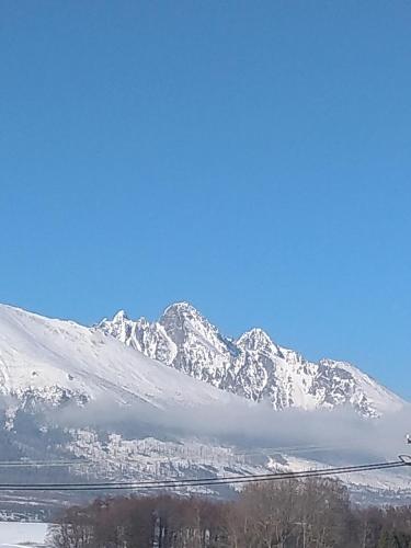 a mountain covered in snow with a town and trees at Vysoké Tatry Gerlaška in Gerlachov