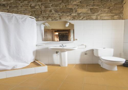 La salle de bains est pourvue de toilettes et d'un lavabo. dans l'établissement Albergue Inturjoven Cortes De La Frontera, à Cortes de la Frontera