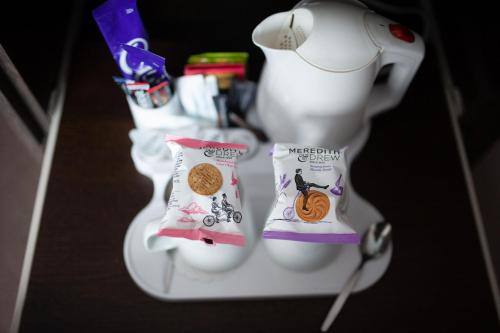 a toy figurine of a dog and some snacks at Waterfoot Hotel in Derry Londonderry