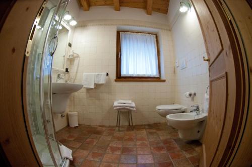 a bathroom with a sink and a toilet at Agritur Renetta in Tassullo