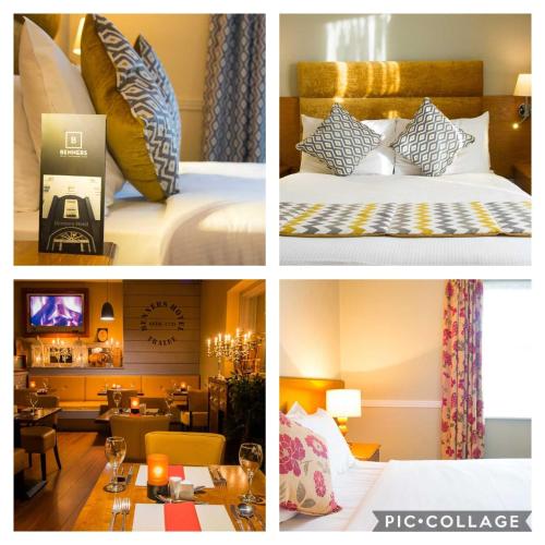 a collage of four pictures of a hotel room at Tralee Benners Hotel in Tralee