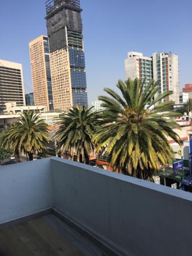 uma vista para uma cidade com palmeiras e edifícios em Amplio departamento en la mejor zona de polanco em Cidade do México