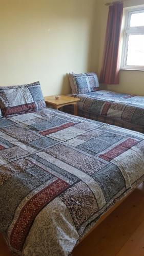 twee bedden in een kamer met een dekbed erop bij Tomedjocon in Fermoy