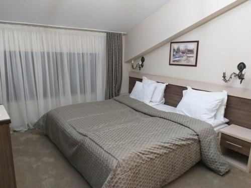 a bedroom with a large bed in a room at Spa Hotel Kleptuza in Velingrad