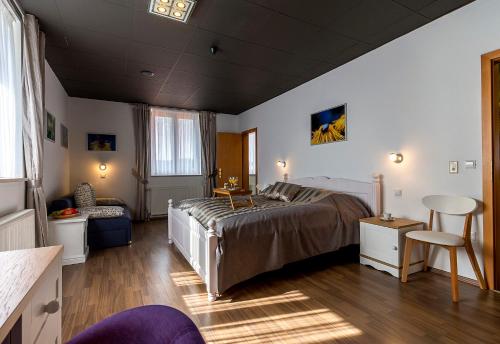 a bedroom with a large bed in a room at Apartments and Rooms kod Eli in Ravna Gora