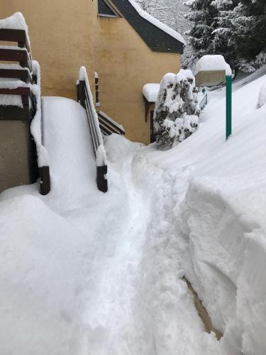 コトレにあるResidence Courbet Meylougaの家の前の積雪