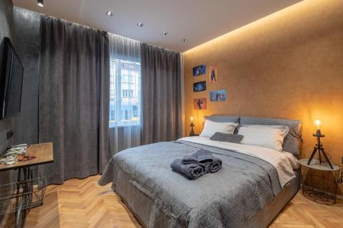 Postelja oz. postelje v sobi nastanitve Sofia Dream Apartment - Designer Two Bedroom Two Bathroom on Hristo Botev
