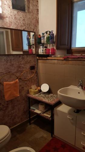 a bathroom with a sink and a toilet at La Torretta - Cerreto Grue in Sarezzano