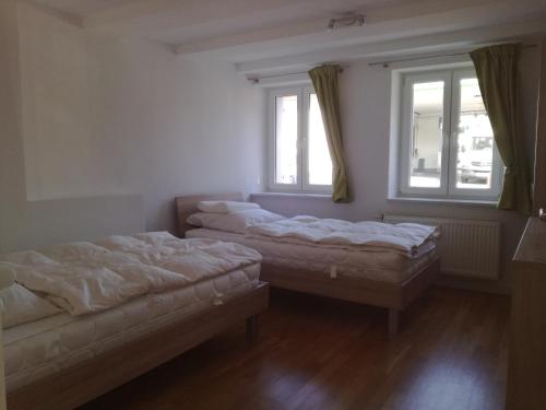 Ένα ή περισσότερα κρεβάτια σε δωμάτιο στο FeWo "Marie, Marie" Oberstaufen