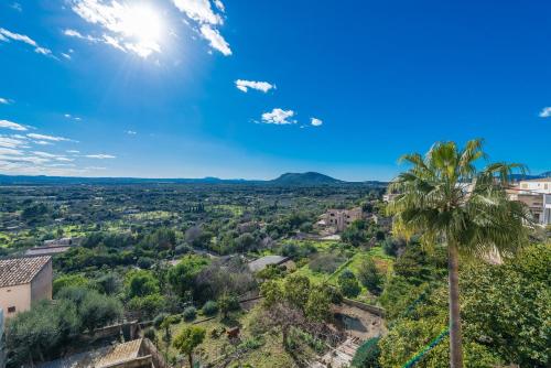 an aerial view of a village with a palm tree at Biali in Búger