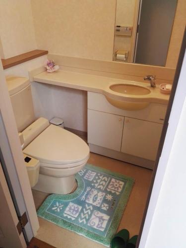 a bathroom with a toilet and a sink at Atami Onsen Guest House Megumi 5 minutes walk from Atami Station in Atami