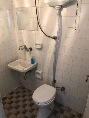 アンタルヤにあるErsoy Ak Pansiyonのトイレと洗面台のある小さなバスルーム