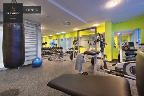 PREMIUM Wellness & Wine Hotel Znojmoにあるフィットネスセンターまたはフィットネス設備