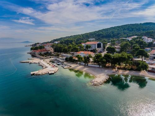 an aerial view of a small island in the water at Hotel Sveti Kriz in Trogir