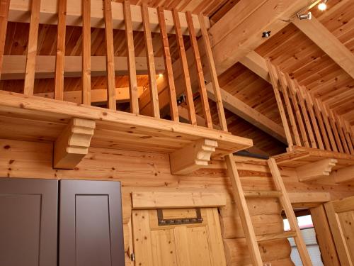 a wooden ceiling in a log cabin at Karwendel Apartments in Scharnitz