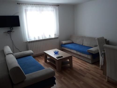 - un salon avec un canapé et une table dans l'établissement Apartmani Nikolic, à Kopaonik