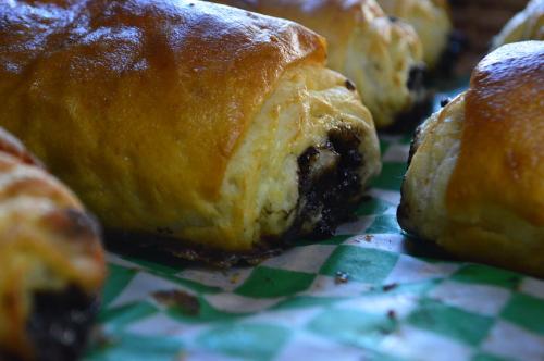 a close up of a puff pastry with a filling at Kukulcan by Emotion in Tulum