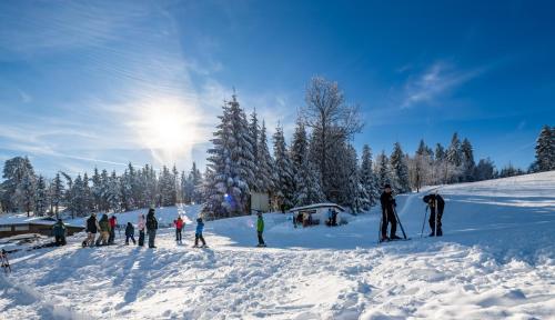 a group of people on skis in the snow at AHORN Waldhotel Altenberg in Kurort Altenberg