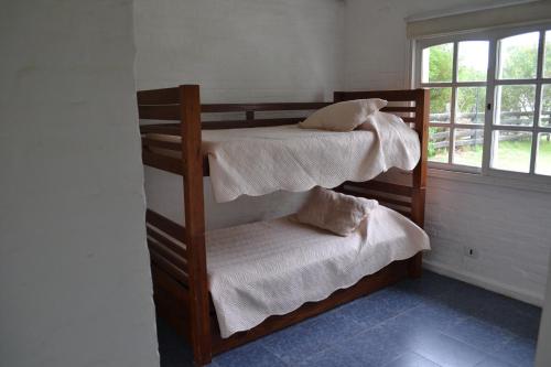two bunk beds in a room with a window at Kactus- Balneario Buenos Aires in Balneario Buenos Aires