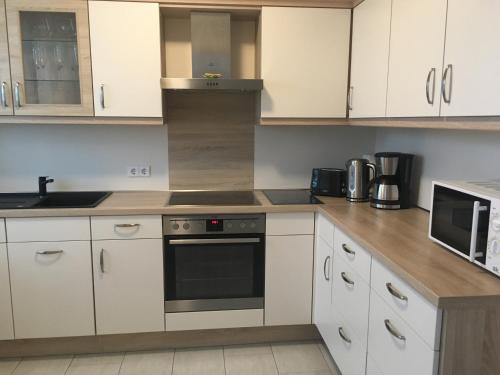 Kuchyň nebo kuchyňský kout v ubytování Ferienwohnung am DOC