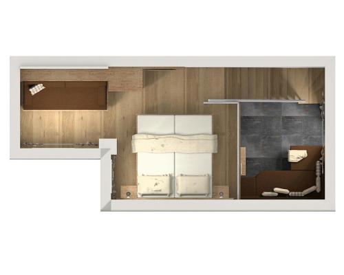 a room with a pile of boxes on a wall at Apartment 5 Peaks in Zell am See