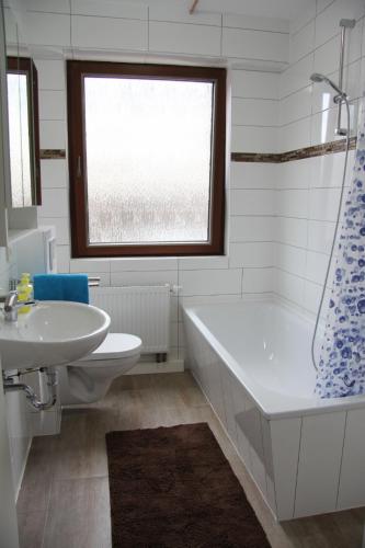 Koupelna v ubytování Geräumige 4 Zimmer Wohnung an den Kaiserthermen