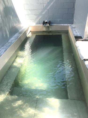 a small pool of water in a bath tub at Te Puia Hot Springs Hotel in Te Puia
