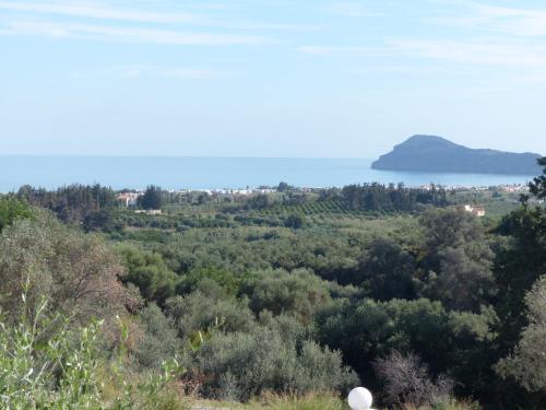 a view from the top of a hill with trees at Modi Home in Vrísai