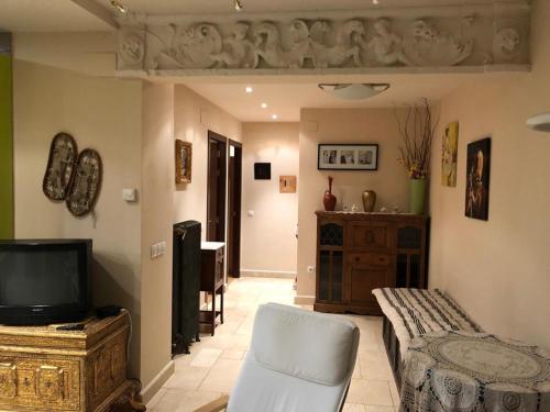 Μια τηλεόραση ή/και κέντρο ψυχαγωγίας στο Apartamento con jardin