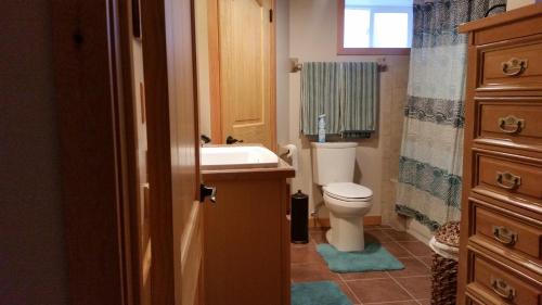 a bathroom with a toilet and a sink at 4047 Wyandot Street in Denver