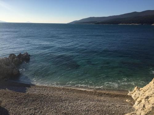 a body of water with a group of people in the water at Lemechi Casa Belfior Apartments in Rabac