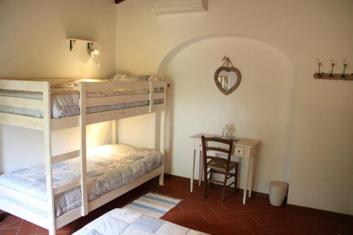 Giường tầng trong phòng chung tại Podere Fichereto Tuscany apartment in Florence countryside