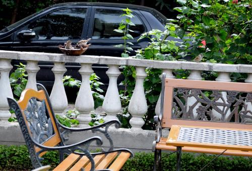 Un jardín fuera de Hotel Jai Niwas