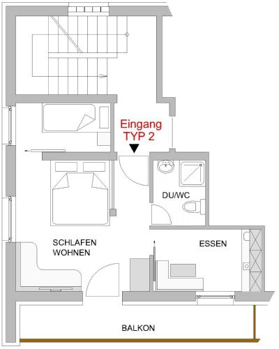 a floor plan of a small house with diagrams at Appartement Schmid in Oetz