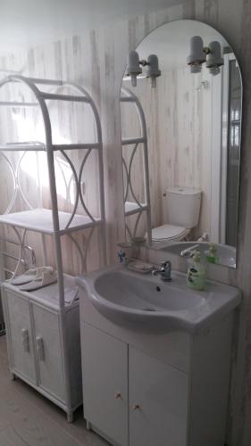un baño con lavabo y espejo en Croix Montoire, en Tours